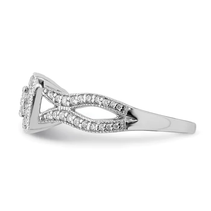 Goldia Rings 050ct CZ Solid Real 14k White Gold Cluster CZ Engagement Ring
