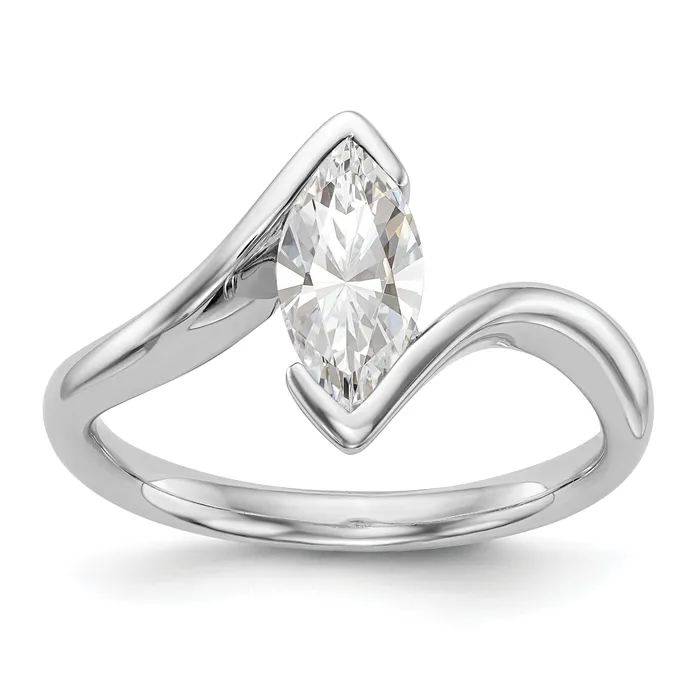 Goldia Rings 050ct CZ Solid Real 14k White Gold Marquise Bezel Solitaire Engagement Ring Goldia Rings 050ct CZ Solid Real 14k White Gold Marquise Bezel Solitaire Engagement Ring