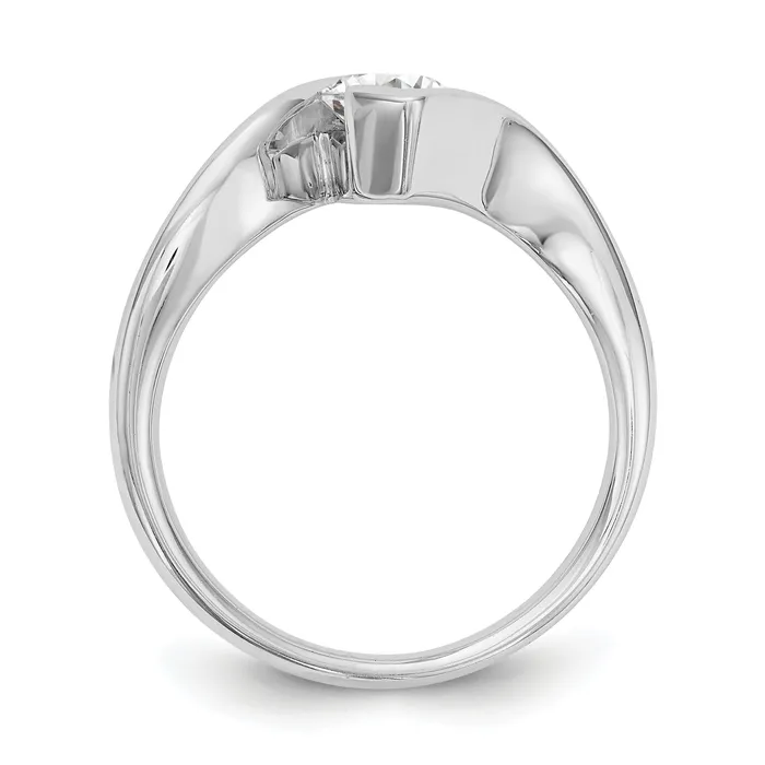 Goldia Rings 050ct CZ Solid Real 14k White Gold Marquise Bezel Solitaire Engagement Ring