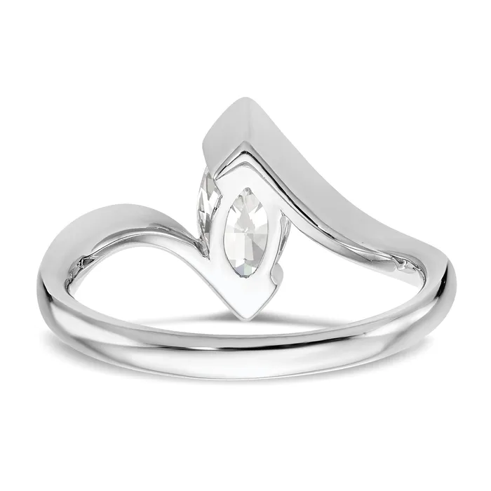 Goldia Rings 050ct CZ Solid Real 14k White Gold Marquise Bezel Solitaire Engagement Ring