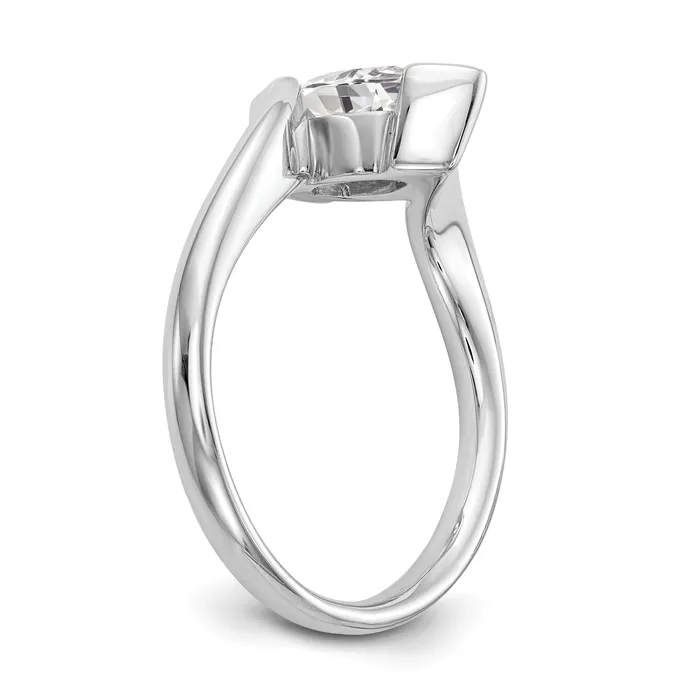 Goldia Rings 050ct CZ Solid Real 14k White Gold Marquise Bezel Solitaire Engagement Ring