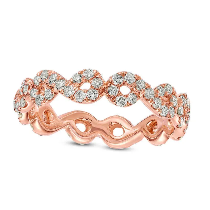 Goldia Rings 088 CT TW Natural Diamond Twist Eternity Band in Solid 14K Rose Gold Goldia Rings 088 CT TW Natural Diamond Twist Eternity Band in Solid 14K Rose Gold