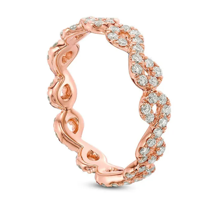 Goldia Rings 088 CT TW Natural Diamond Twist Eternity Band in Solid 14K Rose Gold Goldia Rings 088 CT TW Natural Diamond Twist Eternity Band in Solid 14K Rose Gold