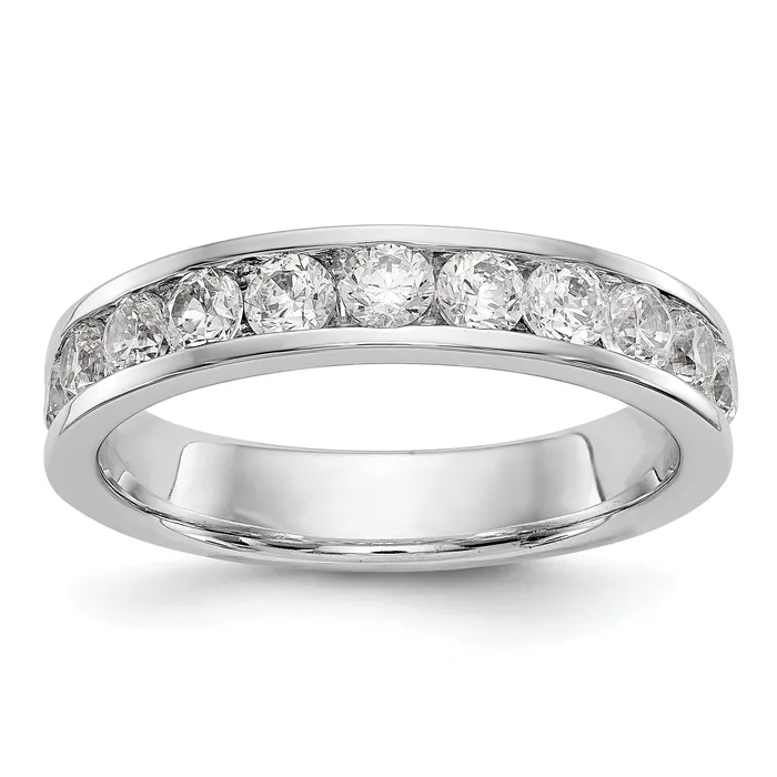 Goldia Rings 099ct CZ Solid Real 14K White Gold 11Stone Channel Wedding Band Ring