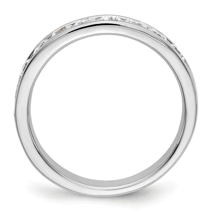 Goldia Rings 099ct CZ Solid Real 14K White Gold 11Stone Channel Wedding Band Ring