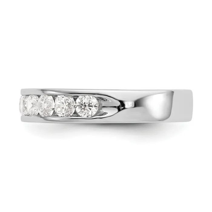 Goldia Rings 099ct CZ Solid Real 14K White Gold 11Stone Channel Wedding Band Ring