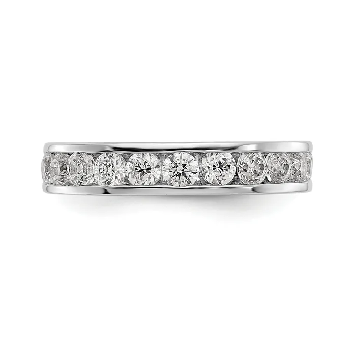 Goldia Rings 099ct CZ Solid Real 14K White Gold 11Stone Channel Wedding Band Ring