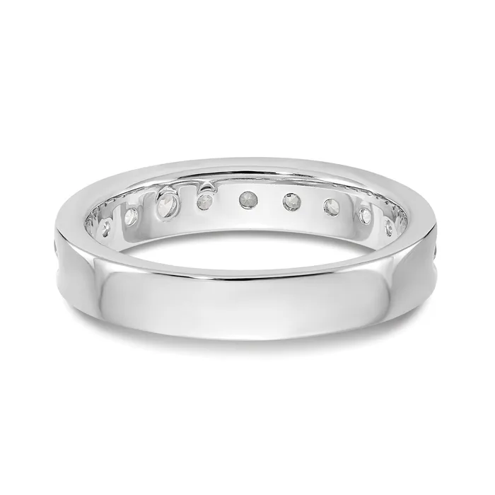 Goldia Rings 099ct CZ Solid Real 14K White Gold 11Stone Channel Wedding Band Ring
