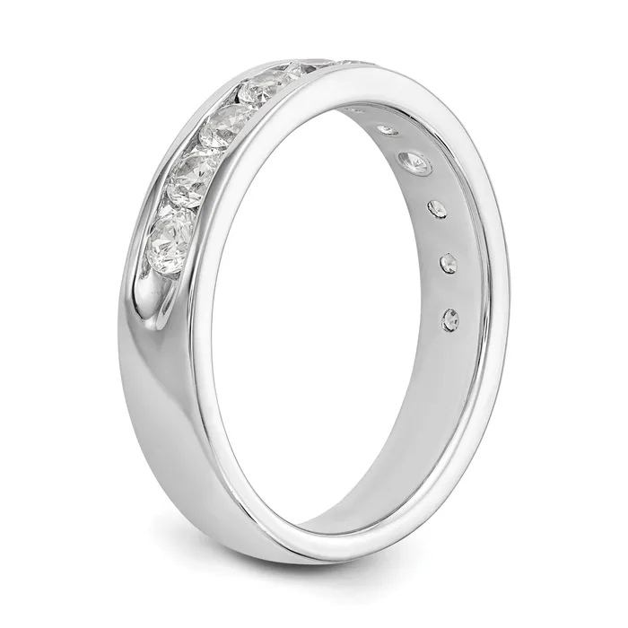 Goldia Rings 099ct CZ Solid Real 14K White Gold 11Stone Channel Wedding Band Ring