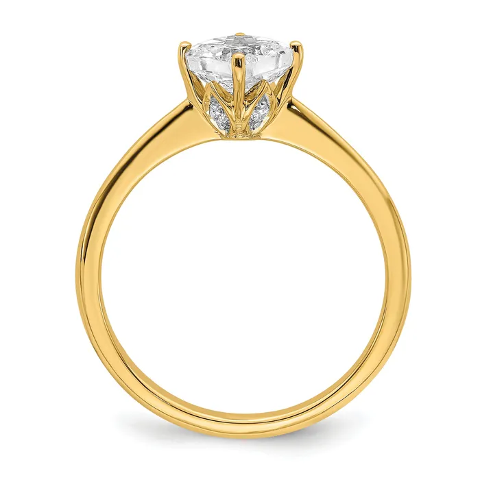 Goldia Rings 100ct CZ Solid Real 14k Polish 1ct Cushion Leaf Design Dia Ring