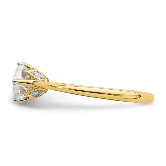 Goldia Rings 100ct CZ Solid Real 14k Polish 1ct Cushion Leaf Design Dia Ring