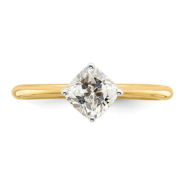 Goldia Rings 100ct CZ Solid Real 14k Polish 1ct Cushion Leaf Design Dia Ring