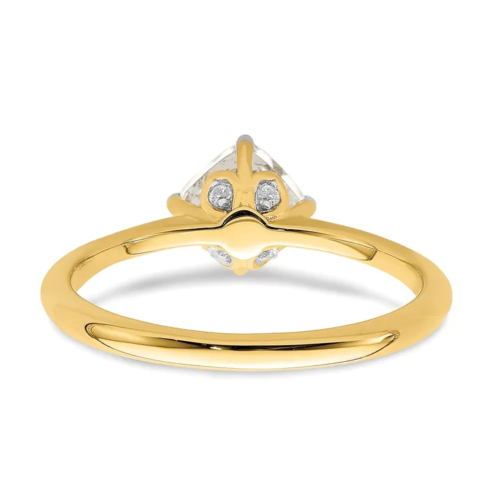 Goldia Rings 100ct CZ Solid Real 14k Polish 1ct Cushion Leaf Design Dia Ring