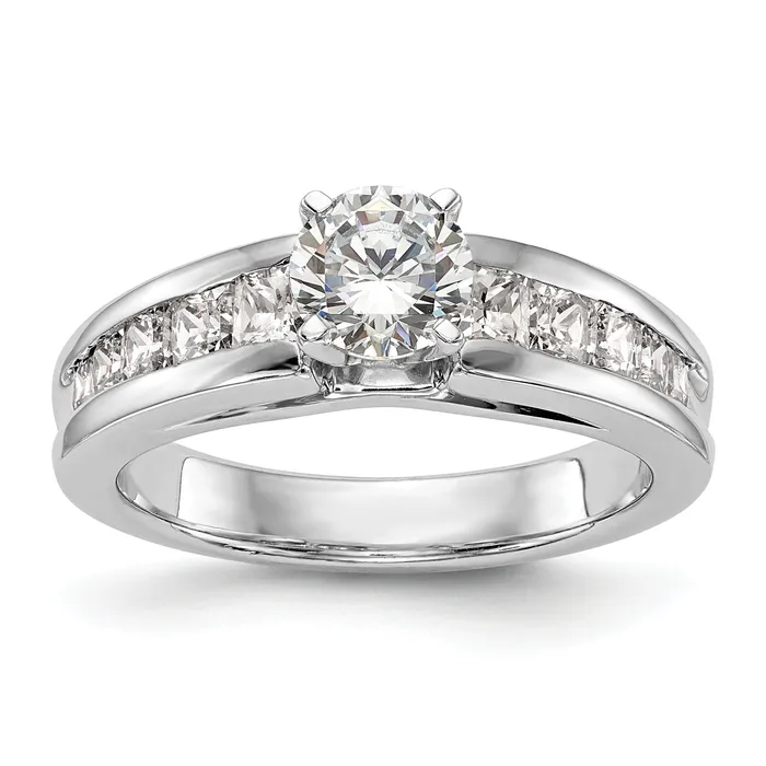 Goldia Rings 100ct CZ Solid Real 14K White Gold Peg Set Engagement Ring