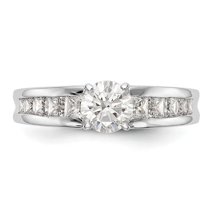 Goldia Rings 100ct CZ Solid Real 14K White Gold Peg Set Engagement Ring