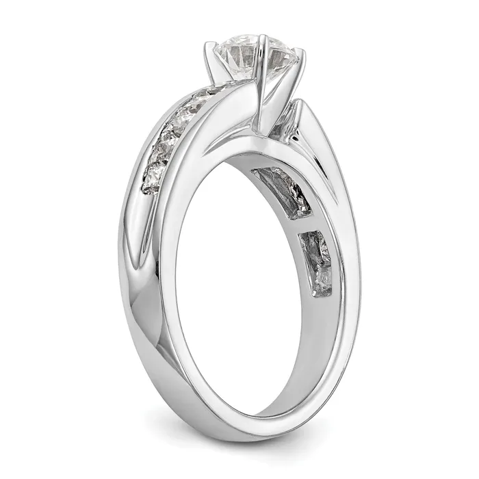 Goldia Rings 100ct CZ Solid Real 14K White Gold Peg Set Engagement Ring