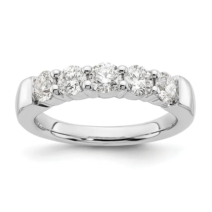 Goldia Rings 125ct CZ Solid Real 14K White Gold 5Stone Wedding Band Ring Goldia Rings 125ct CZ Solid Real 14K White Gold 5Stone Wedding Band Ring