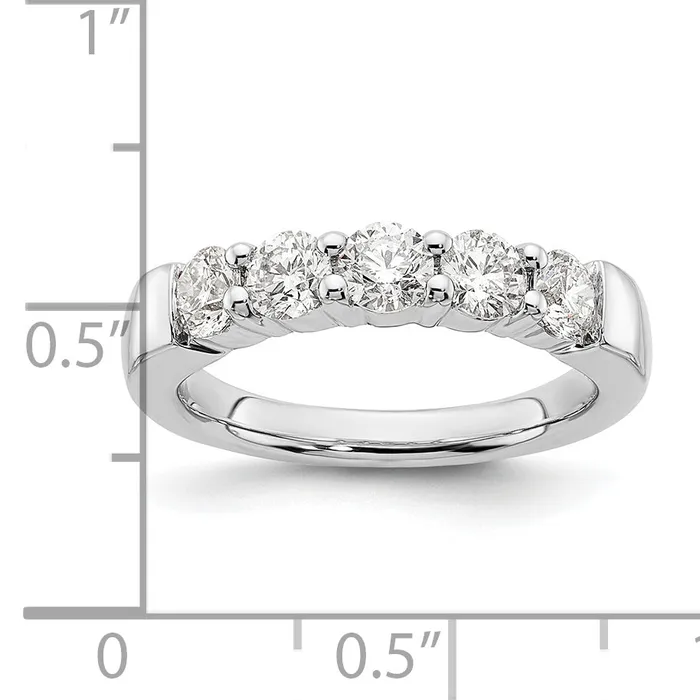 Goldia Rings 125ct CZ Solid Real 14K White Gold 5Stone Wedding Band Ring