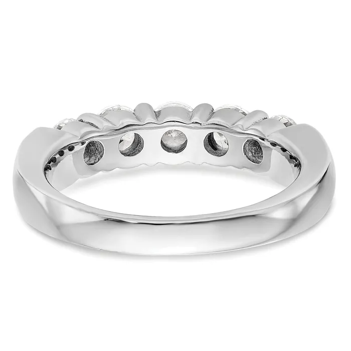 Goldia Rings 125ct CZ Solid Real 14K White Gold 5Stone Wedding Band Ring