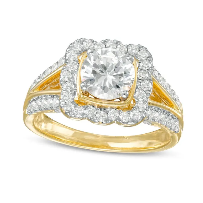 Goldia Rings 15 CT TW Natural Diamond Cushion Frame Split Shank Antique VintageStyle Engagement Ring in Solid 10K Yellow Gold Goldia Rings 15 CT TW Natural Diamond Cushion Frame Split Shank Antique VintageStyle Engagement Ring in Solid 10K Yellow Gold
