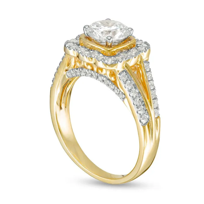 Goldia Rings 15 CT TW Natural Diamond Cushion Frame Split Shank Antique VintageStyle Engagement Ring in Solid 10K Yellow Gold Goldia Rings 15 CT TW Natural Diamond Cushion Frame Split Shank Antique VintageStyle Engagement Ring in Solid 10K Yellow Gold