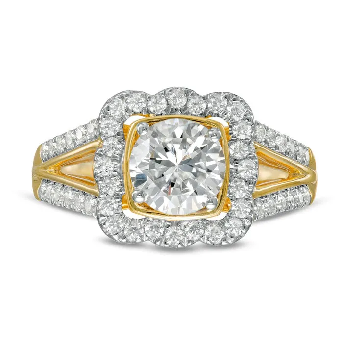 Goldia Rings 15 CT TW Natural Diamond Cushion Frame Split Shank Antique VintageStyle Engagement Ring in Solid 10K Yellow Gold Goldia Rings 15 CT TW Natural Diamond Cushion Frame Split Shank Antique VintageStyle Engagement Ring in Solid 10K Yellow Gold