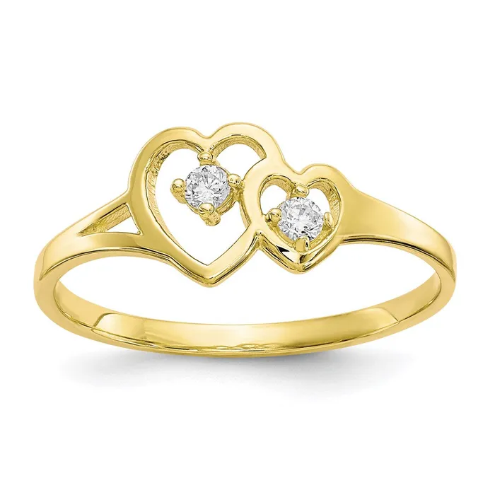 Goldia Rings 10k Yellow Gold Double Heart CZ Ring