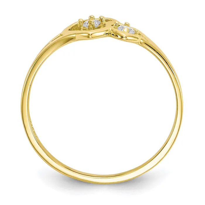 Goldia Rings 10k Yellow Gold Double Heart CZ Ring