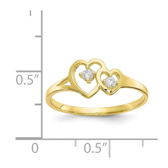 Goldia Rings 10k Yellow Gold Double Heart CZ Ring