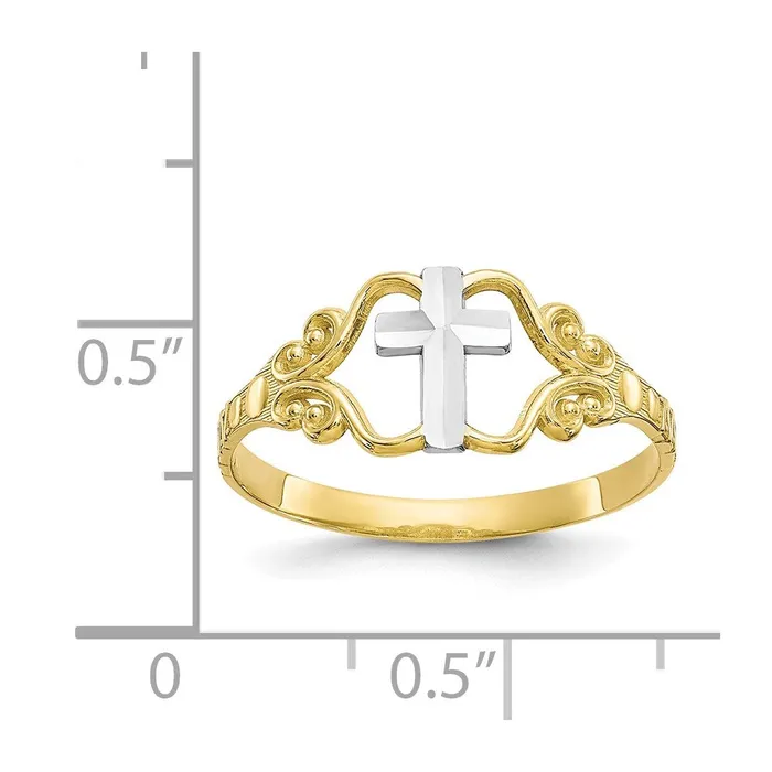 Goldia Rings 10K Yellow Gold u0026 Rhodium Polished Cross Ring