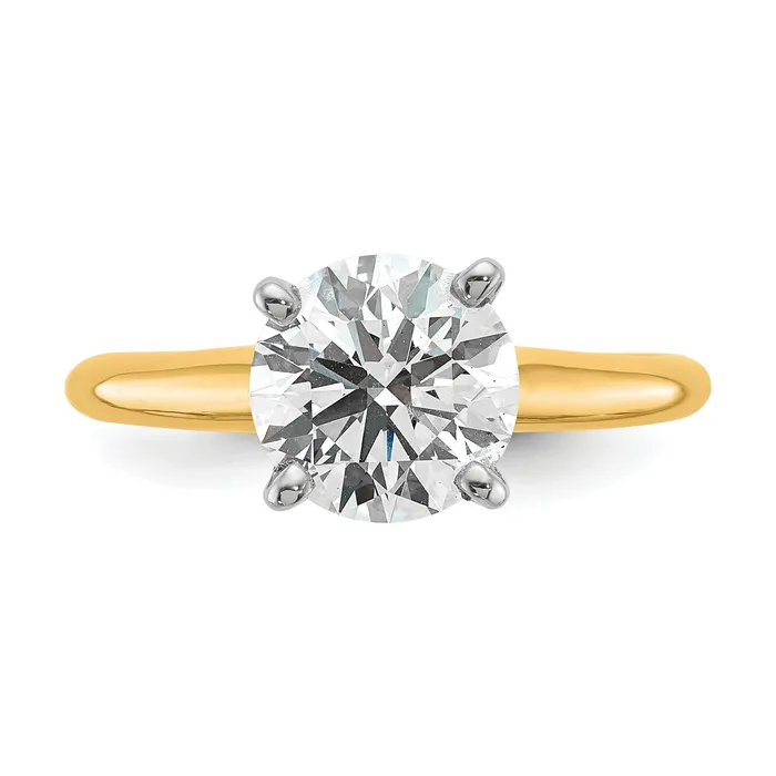 Goldia Rings 14k Twotone 2 Ct Lab Grown Diamond VSSI G Round Solitaire Engagement Ring
