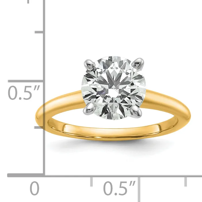 Goldia Rings 14k Twotone 2 Ct Lab Grown Diamond VSSI G Round Solitaire Engagement Ring