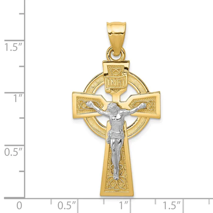 Goldia Rings 14k Twotone Gold Polished Celtic INRI Crucifix Pendant