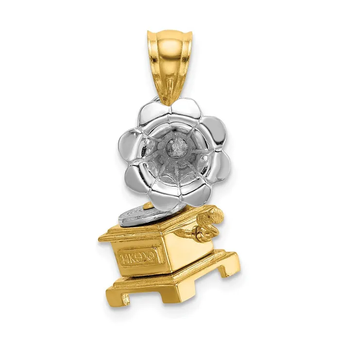 Goldia Rings 14k Twotone Gold Twotone Gold 3D Moveable Phonograph Charm