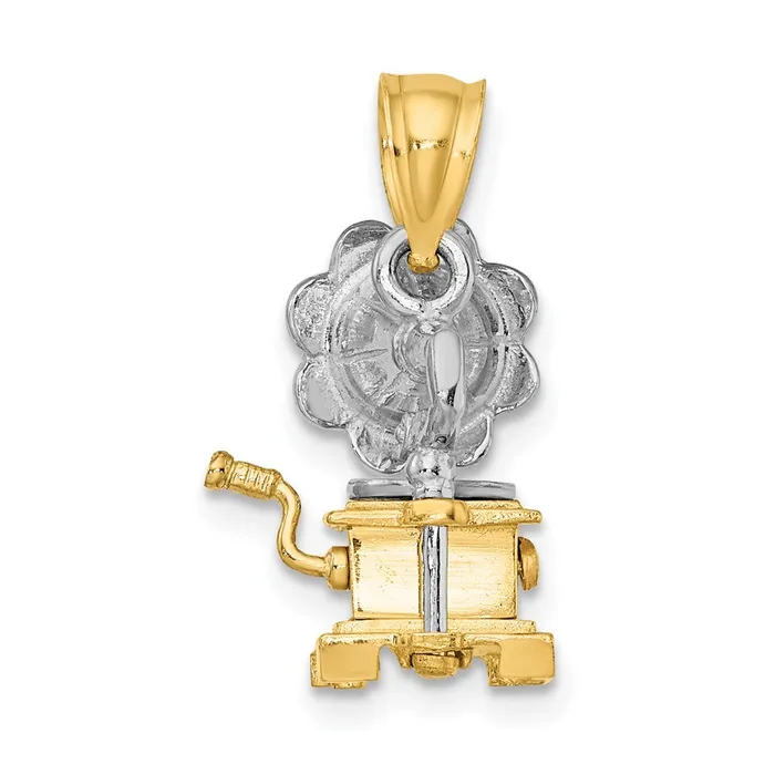 Goldia Rings 14k Twotone Gold Twotone Gold 3D Moveable Phonograph Charm