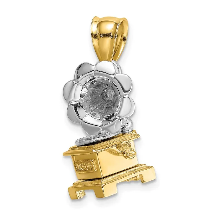 Goldia Rings 14k Twotone Gold Twotone Gold 3D Moveable Phonograph Charm