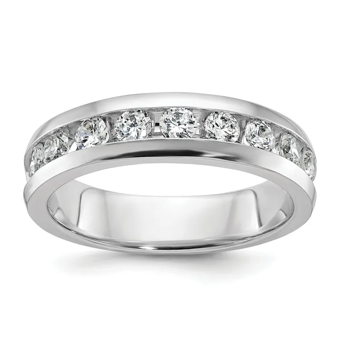 Goldia Rings 14k White Gold 1 Ct Lab Grown Diamond VSSI G Nine Stone Polished Mens Ring Goldia Rings 14k White Gold 1 Ct Lab Grown Diamond VSSI G Nine Stone Polished Mens Ring