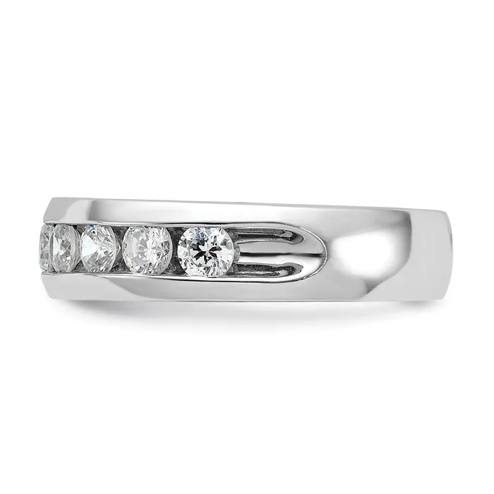 Goldia Rings 14k White Gold 1 Ct Lab Grown Diamond VSSI G Nine Stone Polished Mens Ring