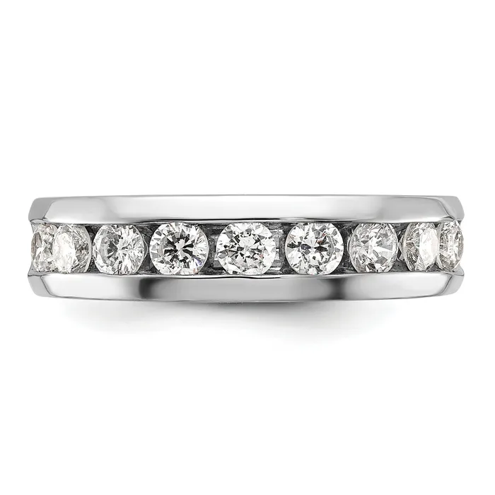Goldia Rings 14k White Gold 1 Ct Lab Grown Diamond VSSI G Nine Stone Polished Mens Ring