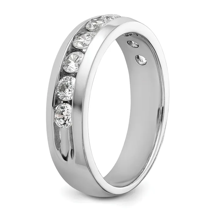 Goldia Rings 14k White Gold 1 Ct Lab Grown Diamond VSSI G Nine Stone Polished Mens Ring