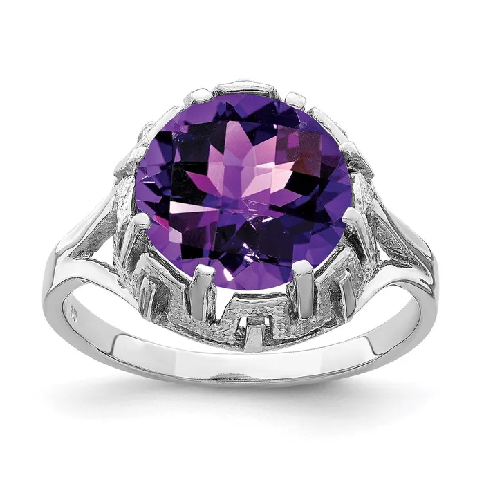 Goldia Rings 14k White Gold 10mm Amethyst Checker ring