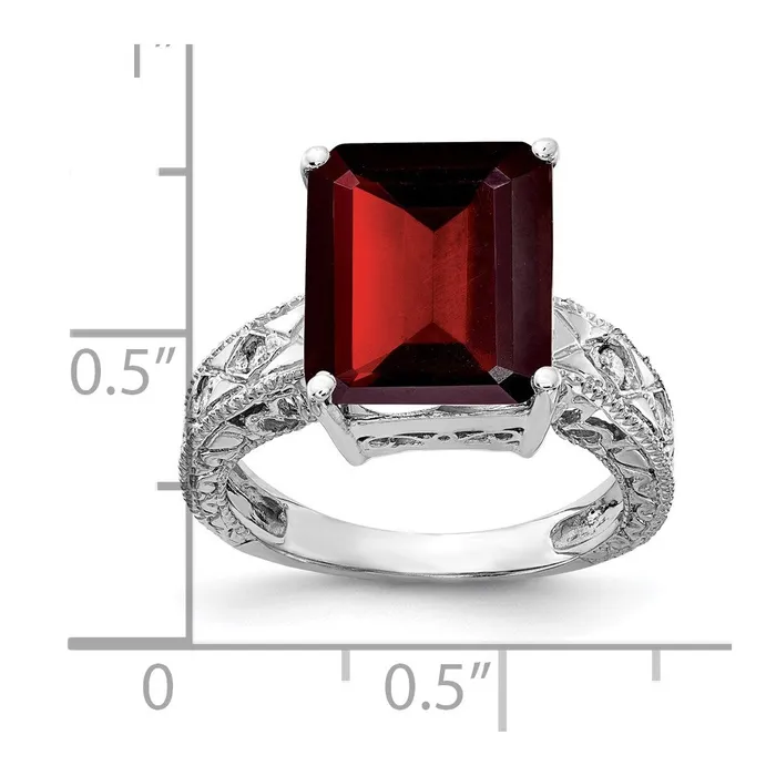 Goldia Rings 14k White Gold 12x10mm Emerald Cut Garnet A Real Diamond ring