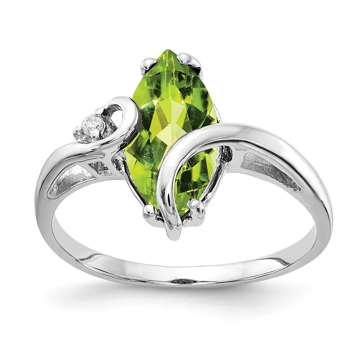 Goldia Rings 14k White Gold 12x6mm Marquise Peridot A Real Diamond ring