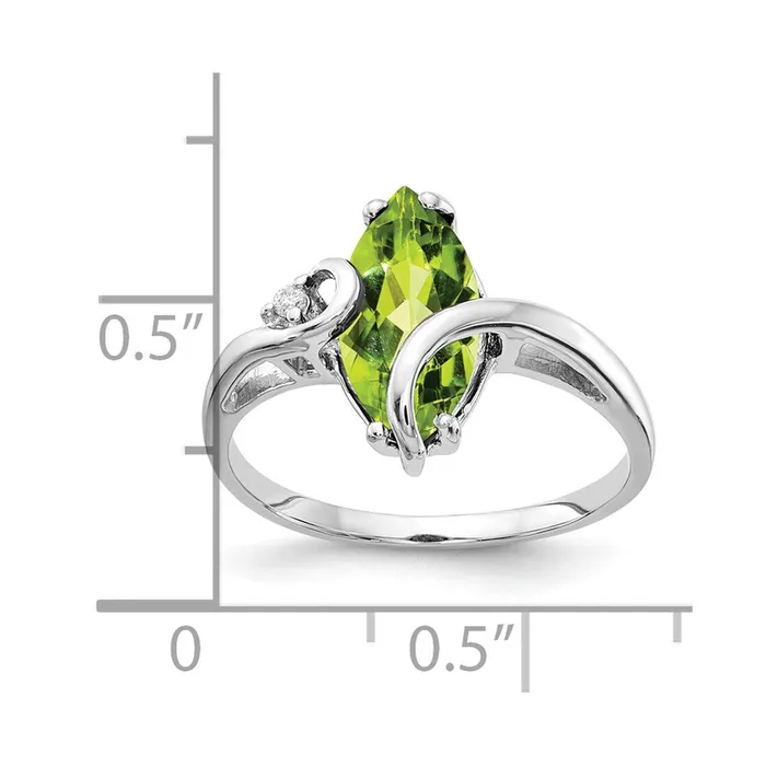Goldia Rings 14k White Gold 12x6mm Marquise Peridot A Real Diamond ring