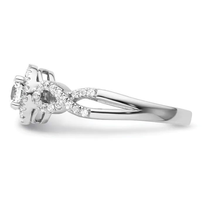 Goldia Rings 14k White Gold 58 Ct Lab Grown Diamond VSSI G Round Fancy Halo Engagement Ring