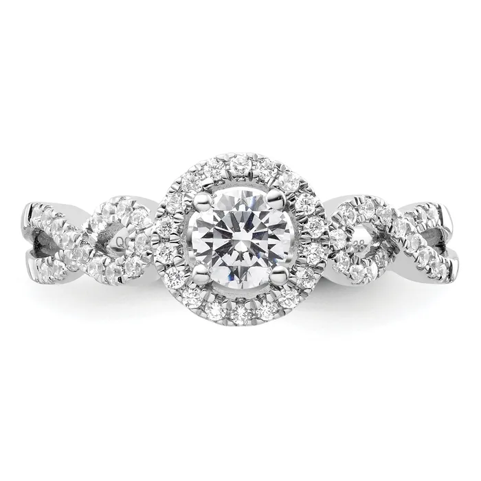 Goldia Rings 14k White Gold 58 Ct Lab Grown Diamond VSSI G Round Fancy Halo Engagement Ring