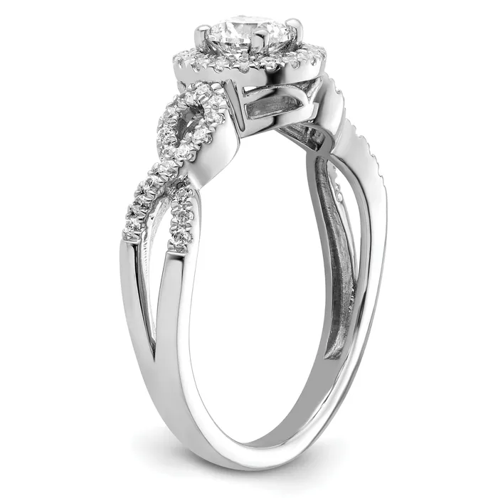 Goldia Rings 14k White Gold 58 Ct Lab Grown Diamond VSSI G Round Fancy Halo Engagement Ring