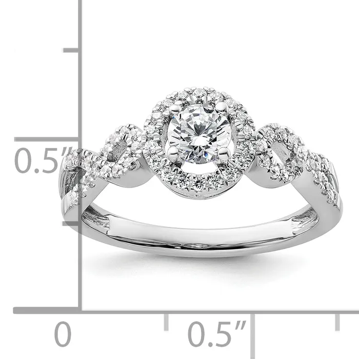 Goldia Rings 14k White Gold 58 Ct Lab Grown Diamond VSSI G Round Fancy Halo Engagement Ring