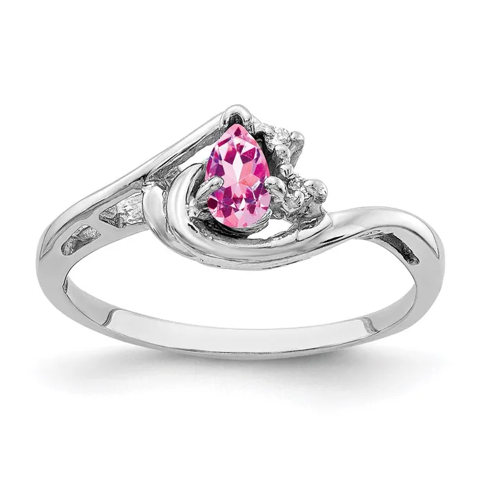 Goldia Rings 14k White Gold 5x3mm Pear Pink Sapphire A Real Diamond ring