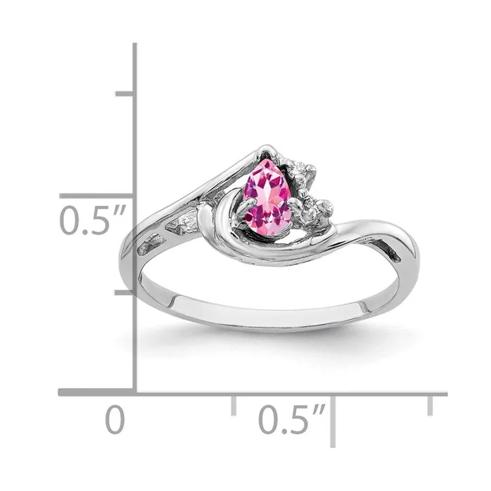 Goldia Rings 14k White Gold 5x3mm Pear Pink Sapphire A Real Diamond ring
